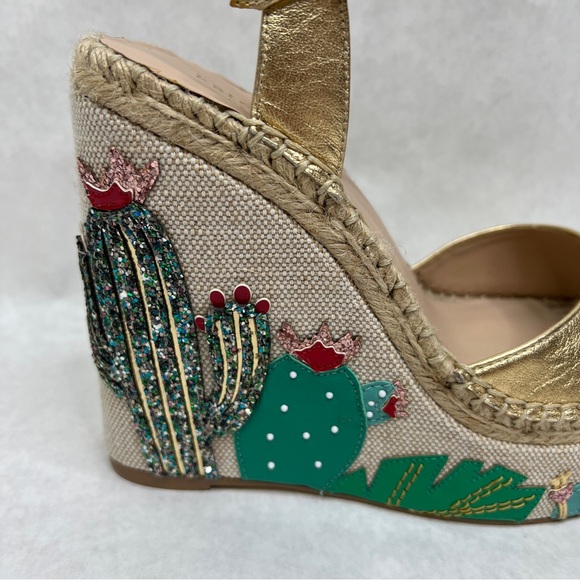 KATE SPADE Dallas Cactus Platform Wedge Sandals - Sz 7 - Picture 13 of 15